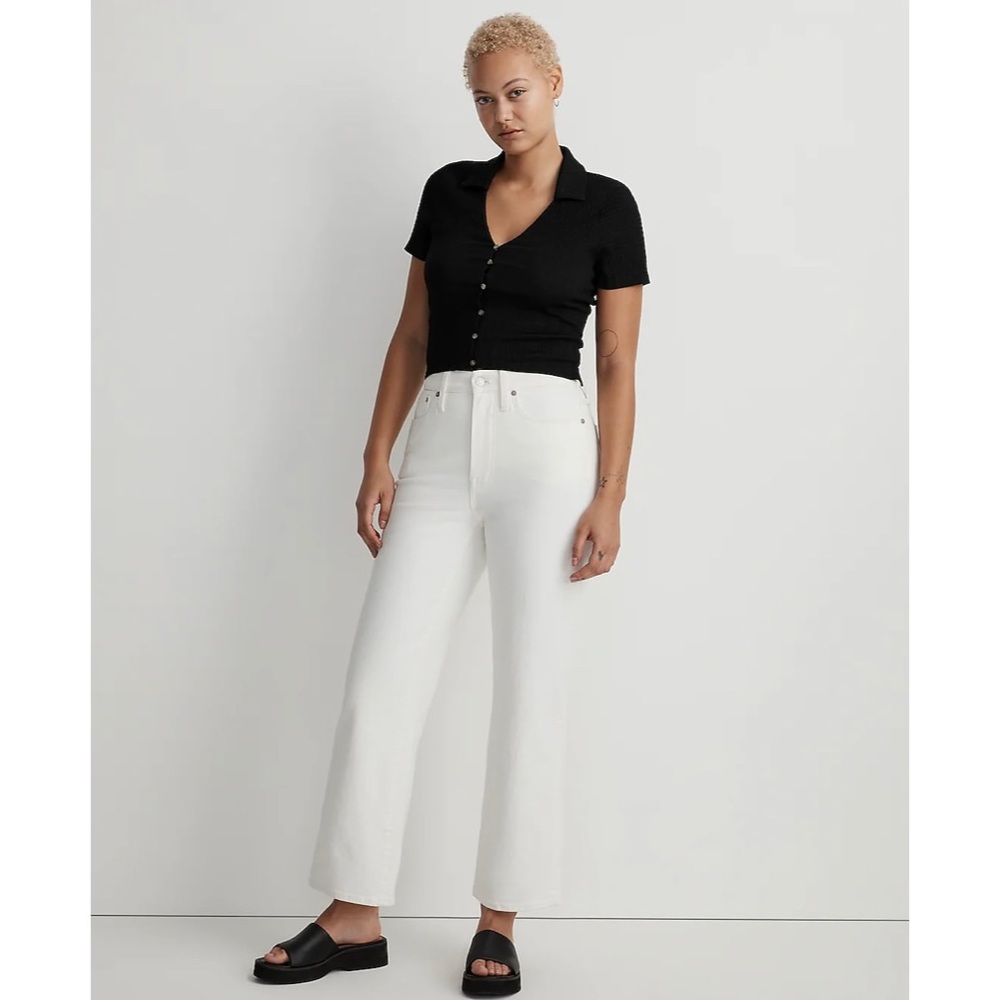 NWT Madewell The Curvy Perfect Vintage Wide-Leg Crop Jean Tile White